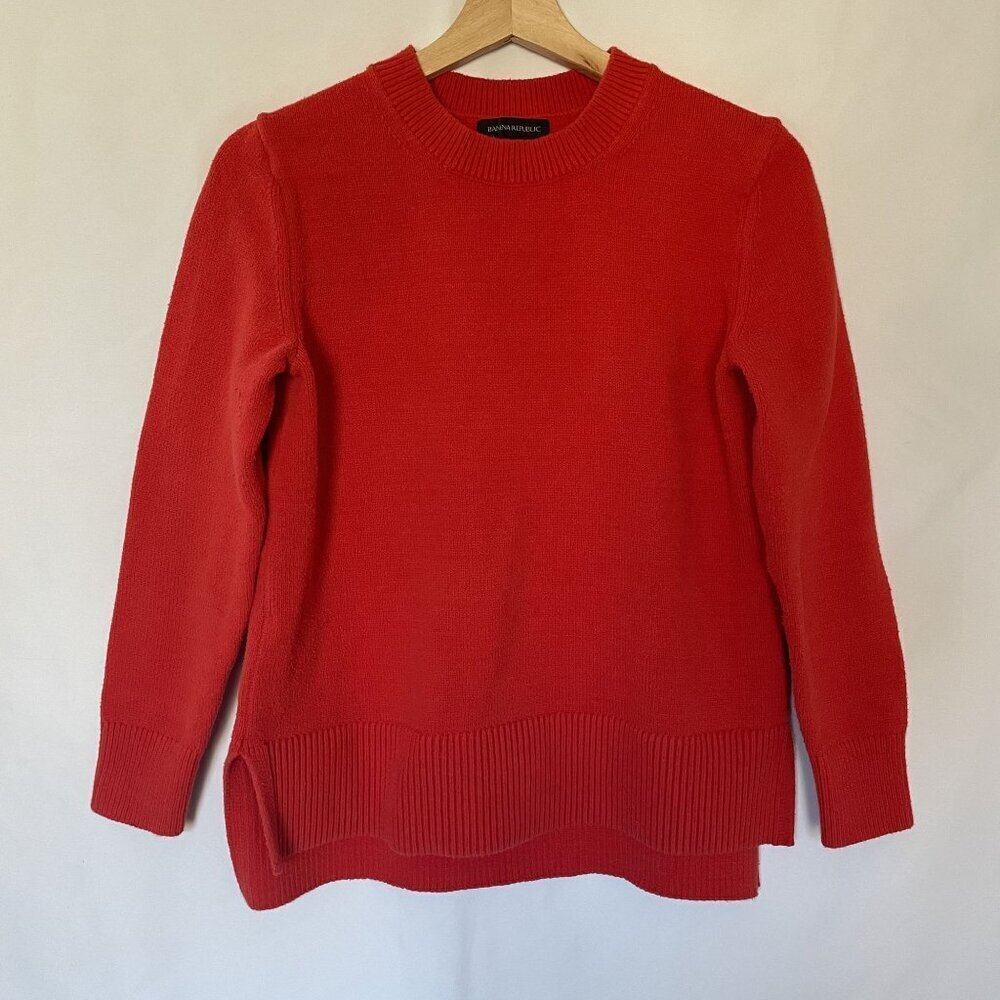 Banana‎ Republic bright red orange crewneck knit sweater women's size small